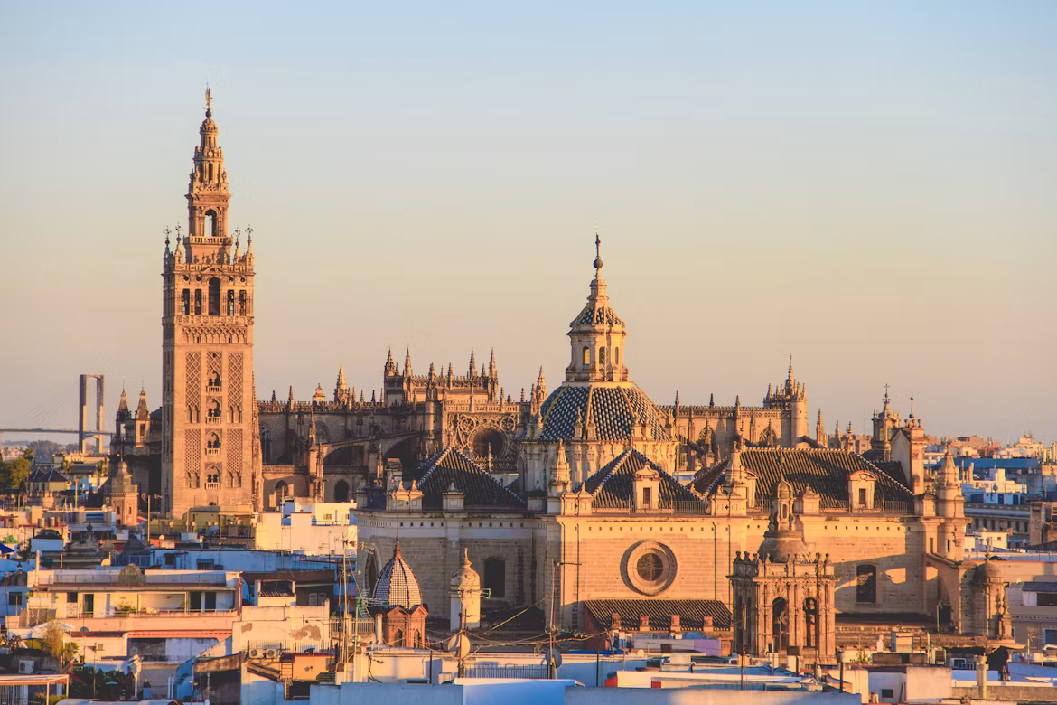 the city of Seville at sunset